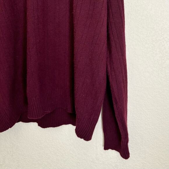 Geoffrey Beene Mens Burgundy Large Cashmere Sweater V Neck Pullover Winter - Picture 5 of 9